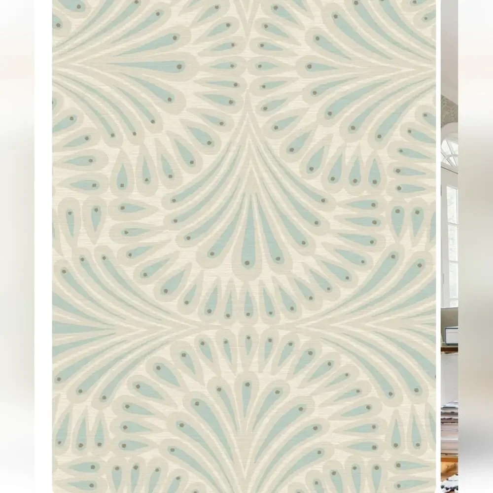 Antonina Vella Deco Cabaret Wallpaper - Beige & Blue 2 Rolls New